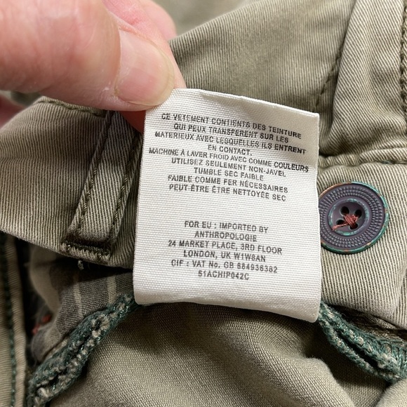 Anthropologie Pilcro and The Letterpress Khaki Moss Green Hyphen Shorts Size 28 - Picture 6 of 6